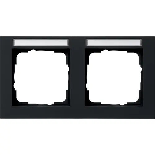 Gira 109209 afdekraam 2-voudig horizontaal tekstkader E2 zwart mat