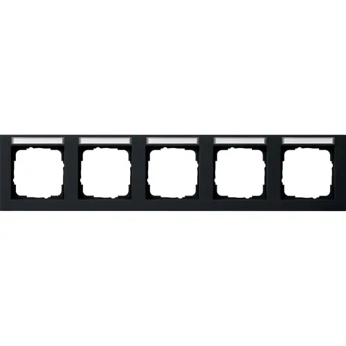 Gira 109509 afdekraam 5-voudig horizontaal tekstkader E2 zwart mat