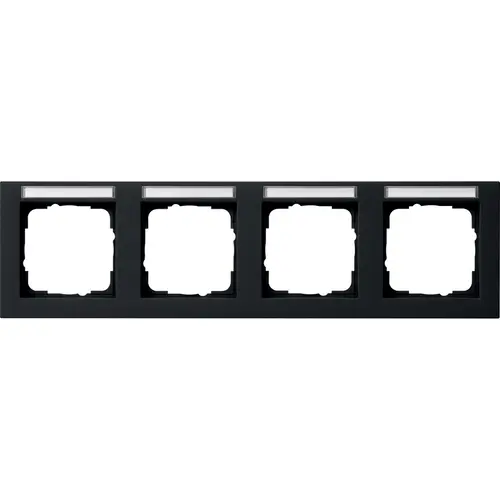 Gira 109409 afdekraam 4-voudig horizontaal tekstkader E2 zwart mat