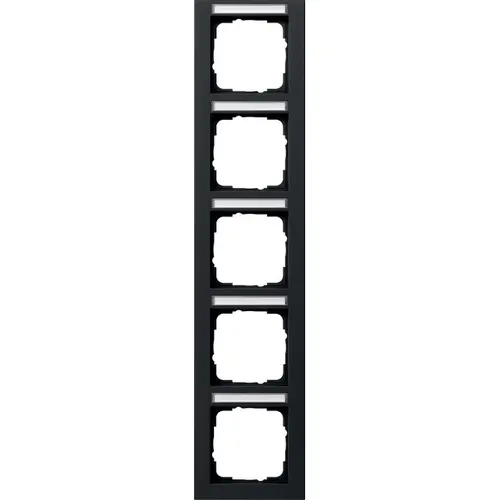 Gira 111509 afdekraam 5-voudig verticaal tekstkader E2 zwart mat