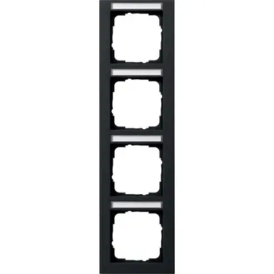 Gira 111409 afdekraam 4-voudig verticaal tekstkader E2 zwart mat