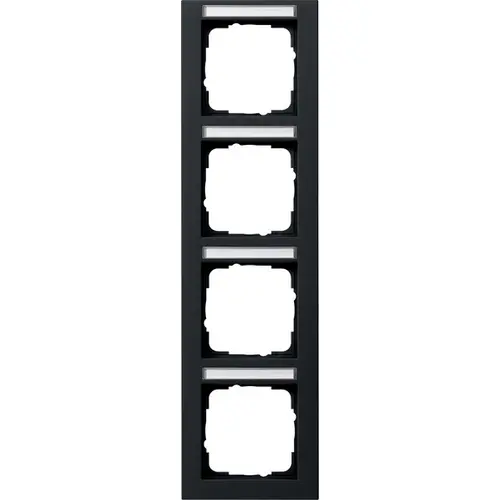 Gira 111409 afdekraam 4-voudig verticaal tekstkader E2 zwart mat