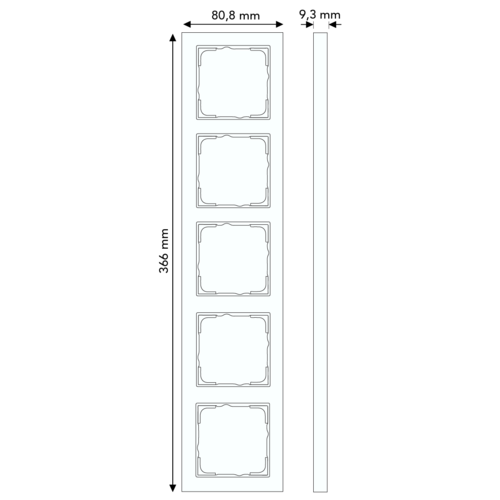 Gira 111409 afdekraam 4-voudig verticaal tekstkader E2 zwart mat