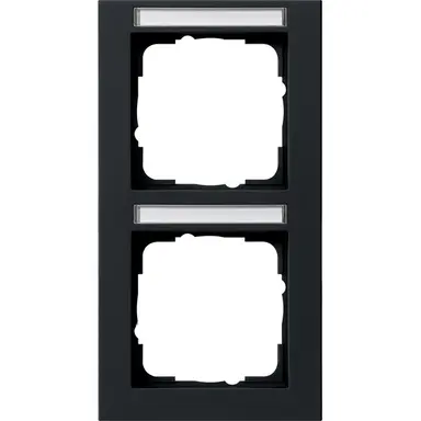 Gira 110209 afdekraam 2-voudig verticaal tekstkader E2 zwart mat