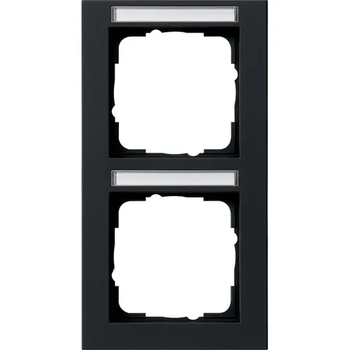 Gira 110209 afdekraam 2-voudig verticaal tekstkader E2 zwart mat
