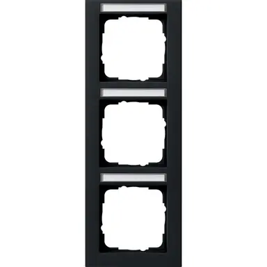 Gira 110309 3-voudig verticaal tekstkader E2 zwart mat