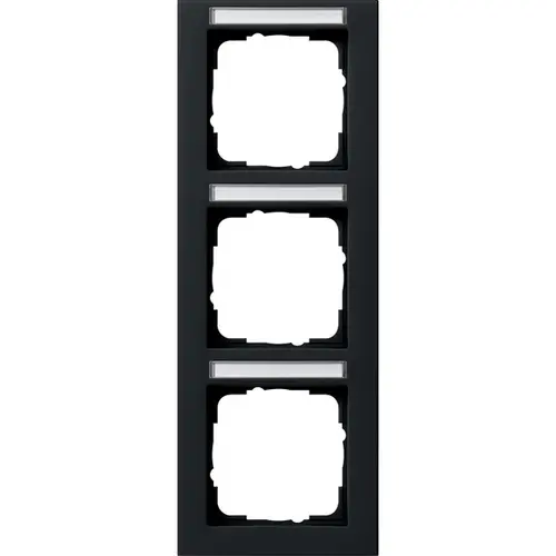 Gira 110309 3-voudig verticaal tekstkader E2 zwart mat