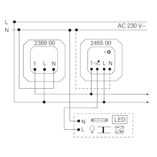 Gira 238900 nevenpost 3-draads voor universeel LED dimmer