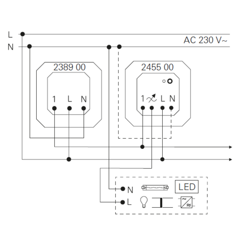 Gira 238900 nevenpost 3-draads voor universeel LED-dimmer