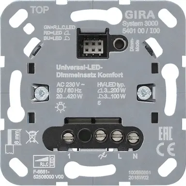 Gira 540100 Systeem 3000 tastdimmer universeel LED Comfort 3-100 Watt