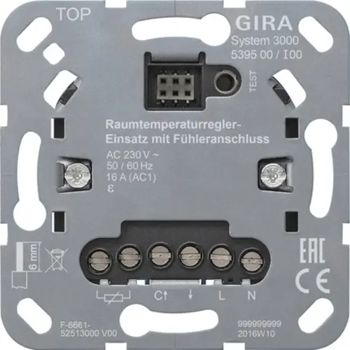Gira 539500 Systeem 3000 kamerthermostaat basiselement met voeleraansluiting