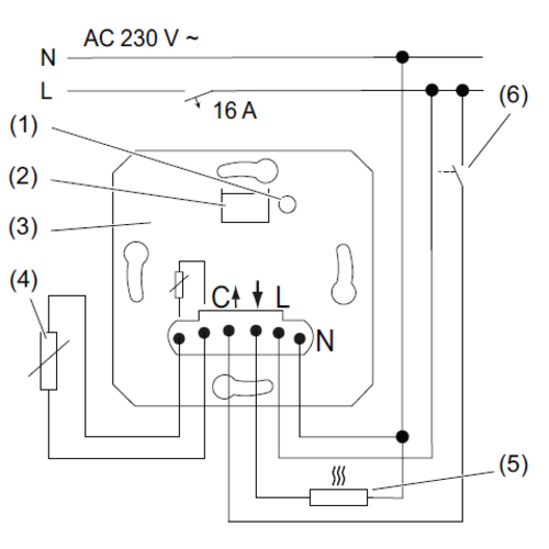 Gira 539500 Systeem 3000 kamerthermostaat basiselement met voeleraansluiting