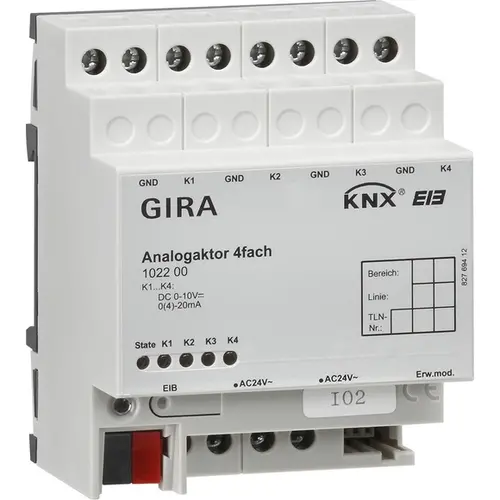 Gira 102200 KNX analoge actor 4-voudig DIN