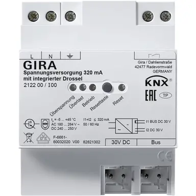 Gira 212200 voeding 320 mA met geintegreerde  smoorspoel voor Gira One en KNX systeem