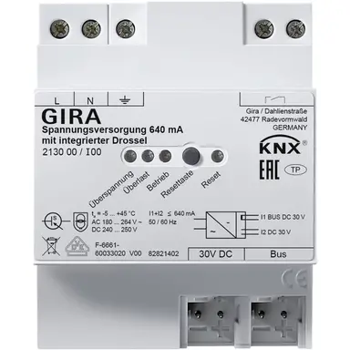 Gira 213000 voeding 640 mA met geintegreerde smoorspoel voor Gira One en KNX systeem