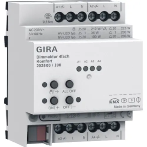 Gira 202500 dimactor 4-voudig komfort voor KNX 4x 225W/VA