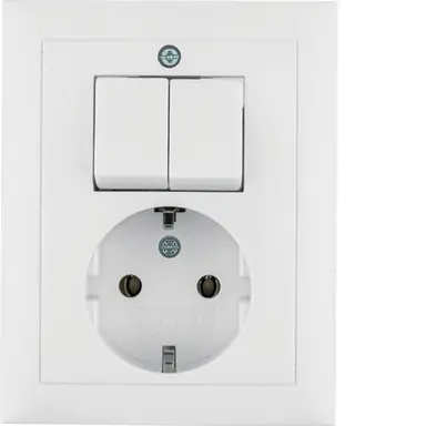 Berker 6143558949 combinatie serieschakelaar/wandcontactdoos randaarde S1/B3/B7 wit glans