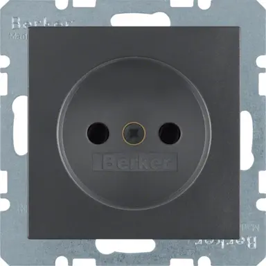 Berker 6167331606 wandcontactdoos zonder randaarde kindveilig S1/B3/B7 antraciet mat