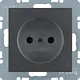 Berker 6167331606 wandcontactdoos zonder randaarde kindveilig S1/B3/B7 antraciet mat