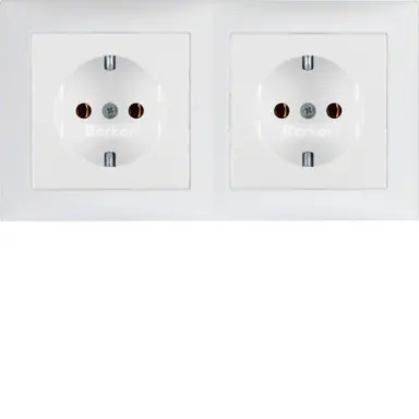 Berker 47209909 wandcontactdoos 2-voudig randaarde compleet voorbedraad voor duo-inbouwdoos S1 wit mat