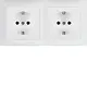 Berker 47209909 wandcontactdoos 2-voudig randaarde compleet voorbedraad voor duo-inbouwdoos S1 wit mat