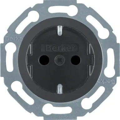 Berker 475501 wandcontactdoos randaarde kindveilig 1930 zwart kunststof