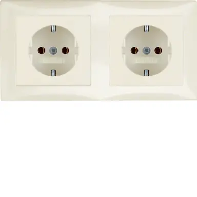 Berker 47208982 wandcontactdoos 2-voudig randaarde compleet voorbedraad voor duo-inbouwdoos S1 creme glans