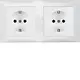 Berker 47208989 wandcontactdoos 2-voudig randaarde compleet voorbedraad voor duo-inbouwdoos S1 wit glans