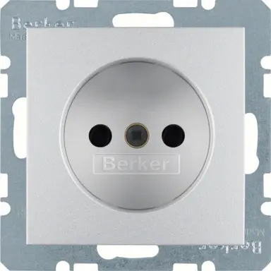 Berker 6167331404 wandcontactdoos zonder randaarde kindveilig S1/B3/B7 aluminium mat