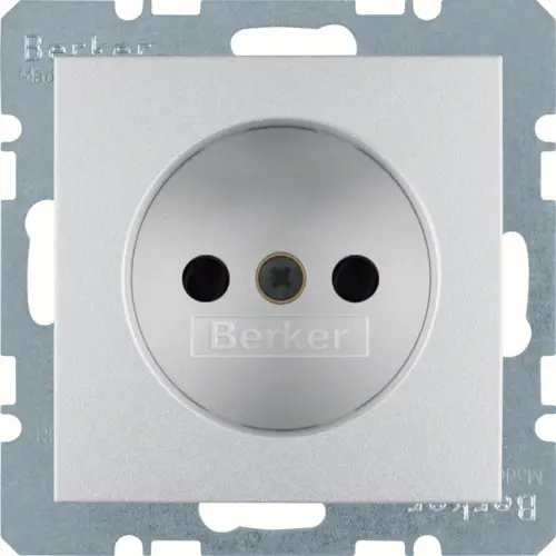 Berker 6167331404 wandcontactdoos zonder randaarde kindveilig S1/B3/B7 aluminium mat