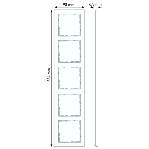 Berker 10156616 afdekraam 5-voudig B7 zwart glas/antraciet mat