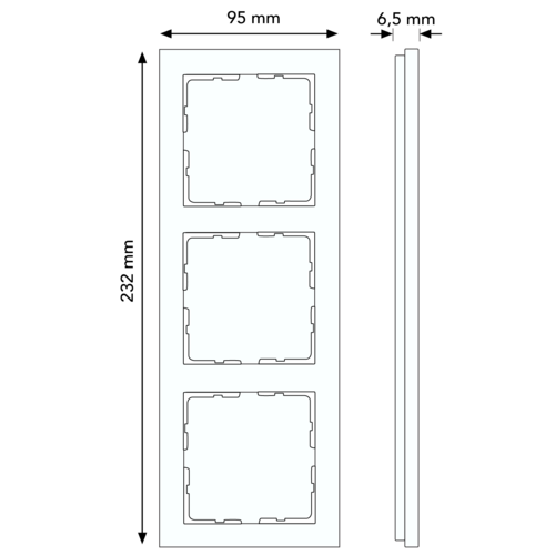 Berker 10136414 afdekraam 3-voudig B7 aluminium glas/aluminium mat