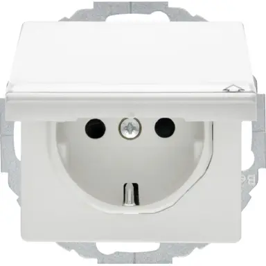 Berker 47466089 wandcontactdoos randaarde kindveilig klapdeksel tekstkader 45 graden draaibaar Q1/Q3/Q7 wit