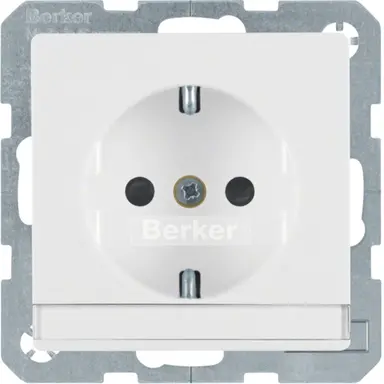 Berker 47496089 wandcontactdoos randaarde kindveilig tekstveld Q1/Q3/Q7 wit