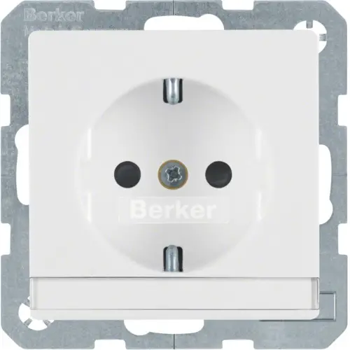 Berker 47496089 wandcontactdoos randaarde kindveilig tekstveld Q1/Q3/Q7 wit