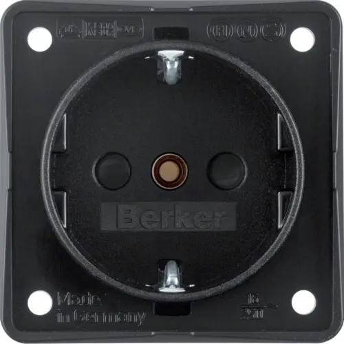 Berker 9419505 Integro Flow wandcontactdoos randaarde kindveilig met schroefliftklemmen zwart