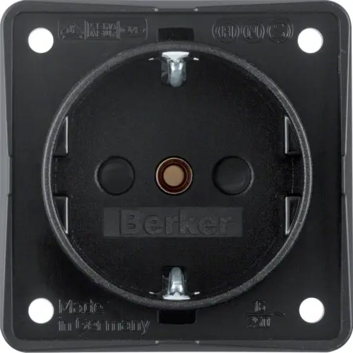 Berker 9419505 Integro Flow wandcontactdoos randaarde kindveilig schroefklemmen zwart mat