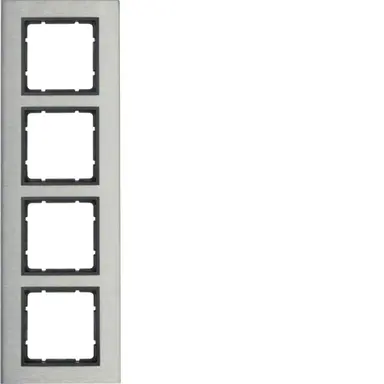 Berker 10143606 afdekraam 4-voudig B7 edelstaal/antraciet mat
