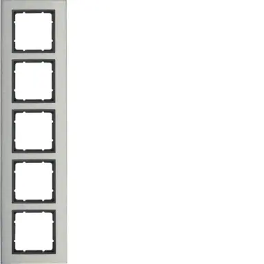 Berker 10153606 afdekraam 5-voudig B7 edelstaal/antraciet mat