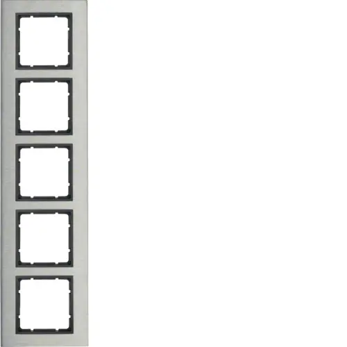 Berker 10153606 afdekraam 5-voudig B7 edelstaal/antraciet mat