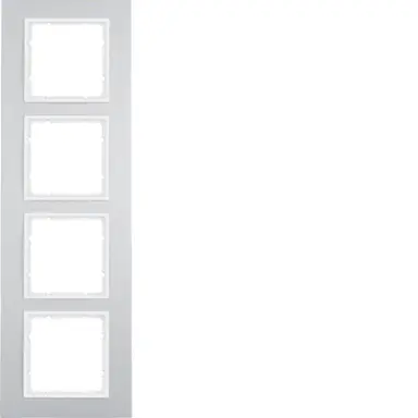 Berker 10146914 afdekraam 4-voudig B7 aluminium/wit mat