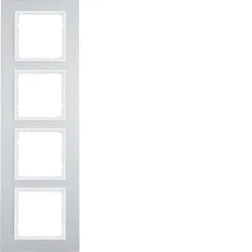 Berker 10146914 afdekraam 4-voudig B7 aluminium/wit mat