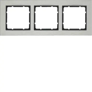 Berker 10233606 afdekraam 3-voudig B7 horizontaal edelstaal/antraciet mat
