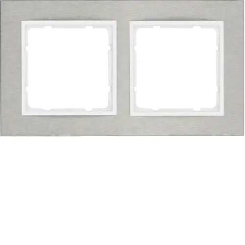 Berker 10223609 afdekraam 2-voudig B7 horizontaal edelstaal/wit mat