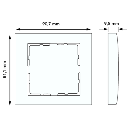 Berker 10113025 afdekraam 1-voudig B3 zwart aluminium/wit mat