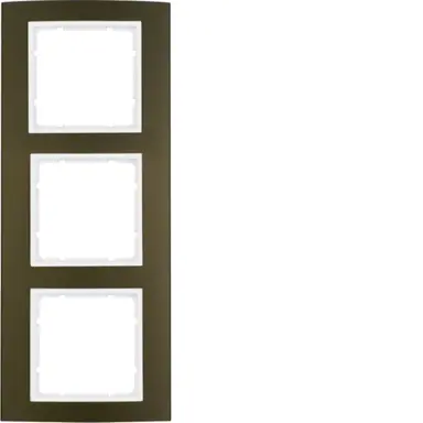Berker 10133021 afdekraam 3-voudig B3 bruin aluminium/wit mat