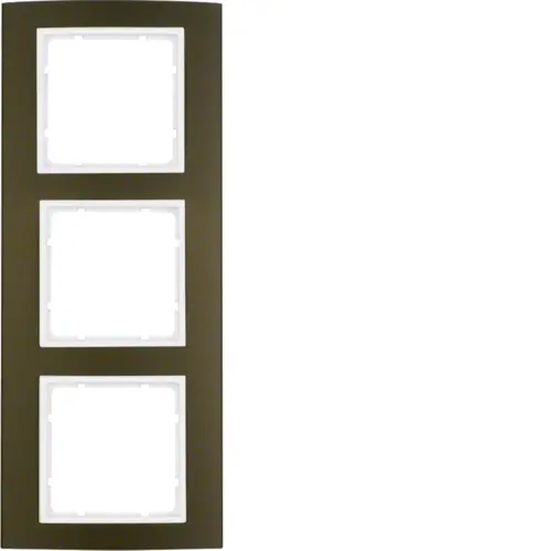 Berker 10133021 afdekraam 3-voudig B3 bruin aluminium/wit mat