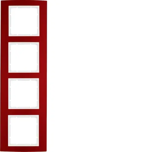 Berker 10143022 afdekraam 4-voudig B3 rood aluminium/wit mat