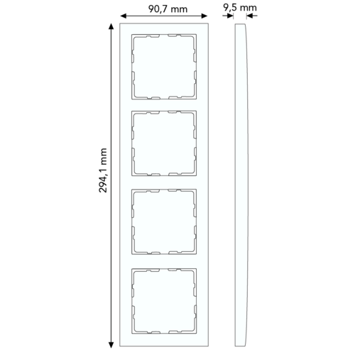 Berker 10143001 afdekraam 4-voudig B3 bruin aluminium/antraciet mat