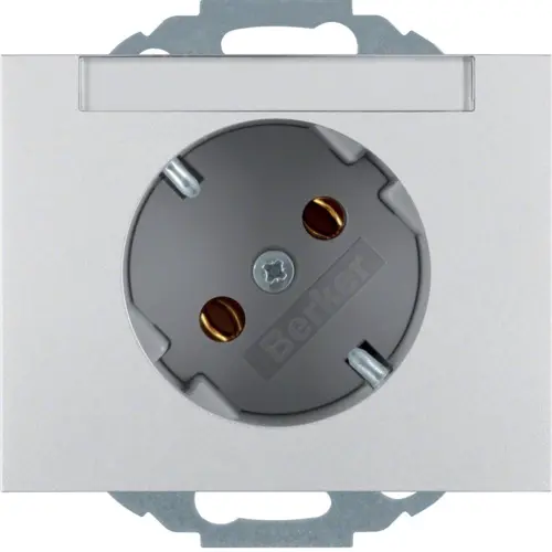 Berker 47287103 wandcontactdoos randaarde 45 graden gedraaid K5 aluminium